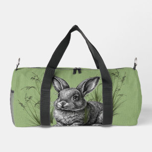 Sac De Sport Joli lapin gris parmi les herbes