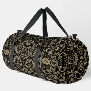 Sac De Sport Joli motif floral brun noir vintage