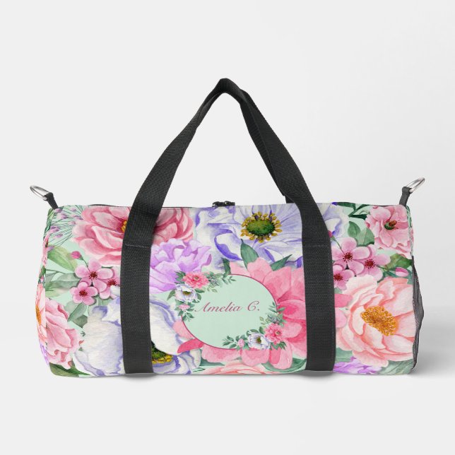 Sac De Sport Jolie aquarelle Pastel Floral (Recto)