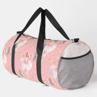 SAC DE SPORT JOLIE BALLERINA ET FLEURS DE COULEUR D'EAU