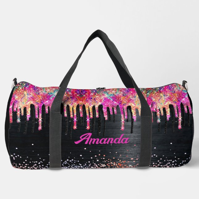 Sac De Sport Jolie licorne noire parties scintillant d'annivers (Recto)