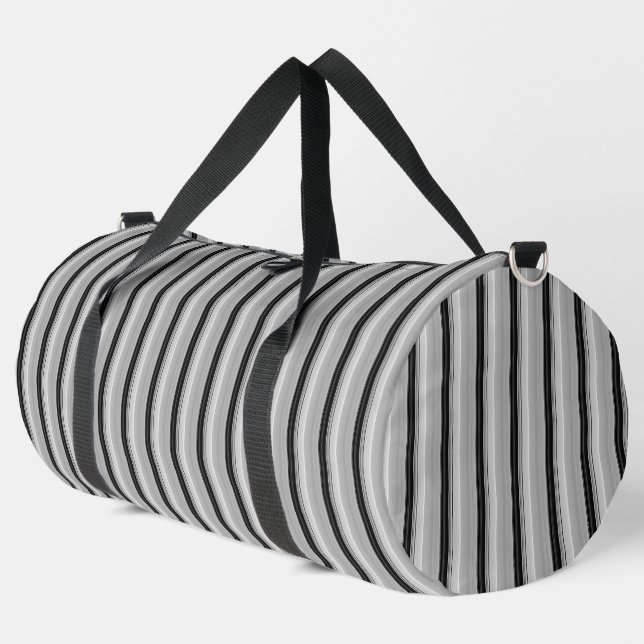 Sac De Sport Jolies rayures noir gris (Coin gauche)