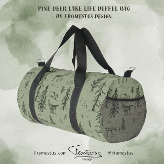 Sac De Sport La vie du lac Pine Deer - motif boisé vert sauge.