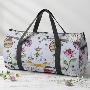 Sac De Sport Lavande personnalisée, Abeille noire et or reine e