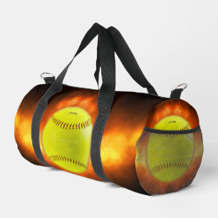 Sac De Sport Les flammes de balle rapide de softball jaune de S