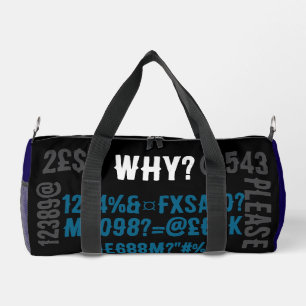 Sac De Sport Lettres modernes personnalisées Bleu noir gris