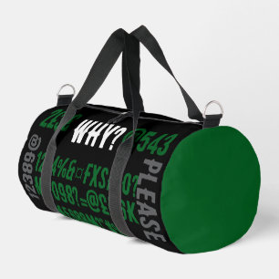 Sac De Sport Lettres modernes personnalisées Noir Vert Tendance