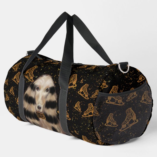 SAC DE SPORT LÉVRIER AFGHAN OR  (Coin droit)