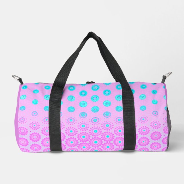 Sac De Sport Lilac, bleu ciel et fleurs roses (Recto)