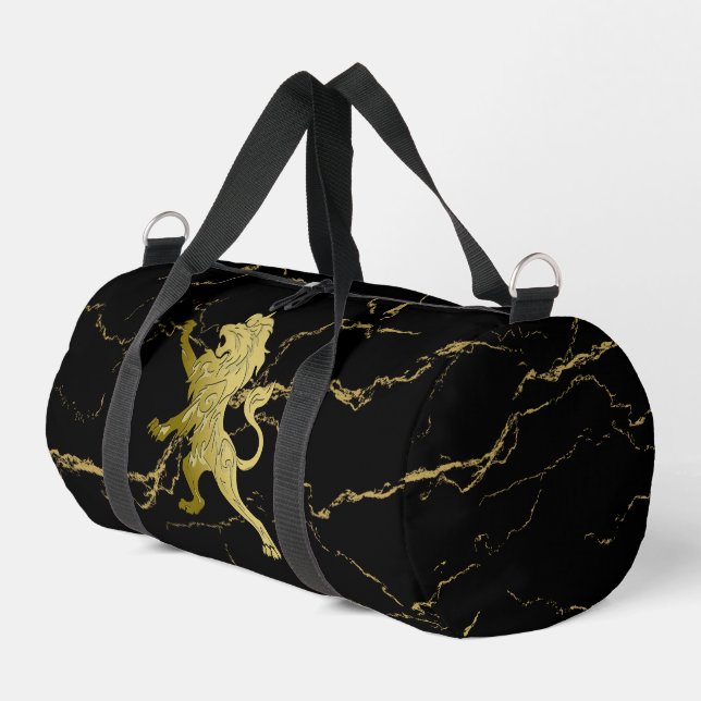 Sac De Sport Lion Royal Doré Marbre Noir (Coin gauche)