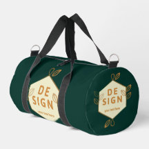 logo hexagone crème décoratif sur un vert foncé