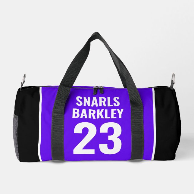 Sac De Sport Logo Roller Derby Violet Noir Nom de l'équipe Unif (Verso)