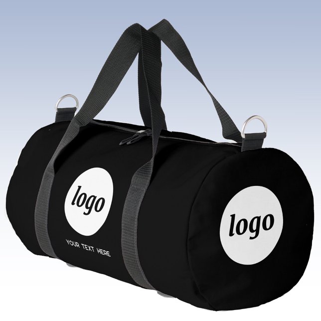 Sac De Sport Logo Texte promotionnel Business Black (Logo with custom text business branding promotional duffel bag)