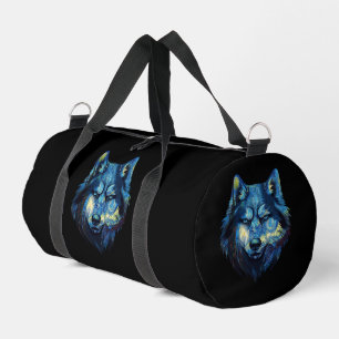 Sac De Sport Loup dans la nuit étoilée abstrait faune