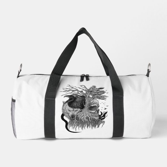 Sac De Sport Loup et corbeau avec crâne (Verso)