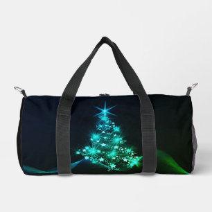 Sac De Sport Lueur verte d'étoiles sur le sapin de Noël sombre 