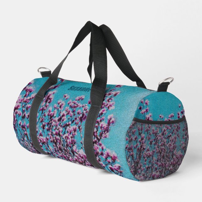 Sac De Sport Magnolia Blossoms Peinture Ciel Bleu Personnalisée (Coin droit)