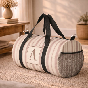 Sac De Sport Maison de campagne rustique initiale rayée beige e