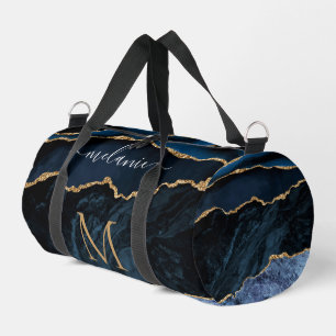 Sac De Sport Marbre bleu marine or Monogramme personnalisé Votr