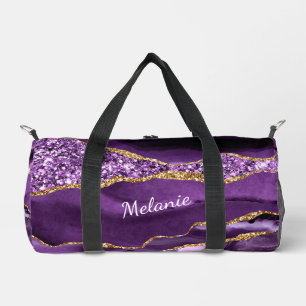 Sac De Sport Marbre d'or violet personnalisé Votre nom