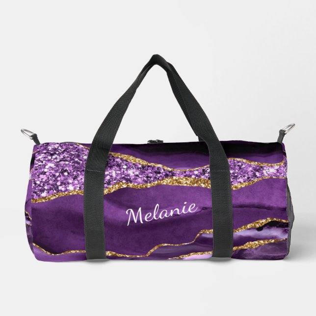 Sac De Sport Marbre d'or violet personnalisé Votre nom (Recto)