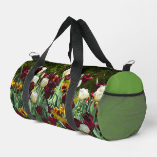 Sac De Sport Maroon et Tulipes Jaunes Florales colorées