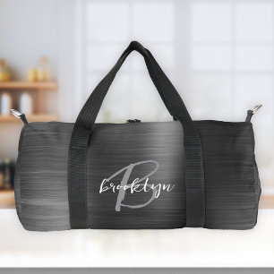 Sac De Sport Marque Noir Métal Brossé Gris Blanc Monogramme