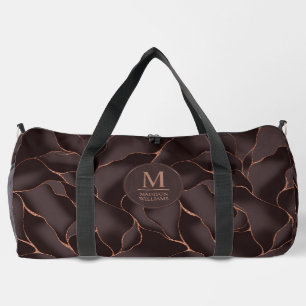 Sac De Sport Marron Chocolat & Or Rose Motif Vague Abstrait