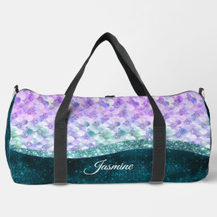 Sac De Sport Masque de peau de sirène turquoise argent faux par