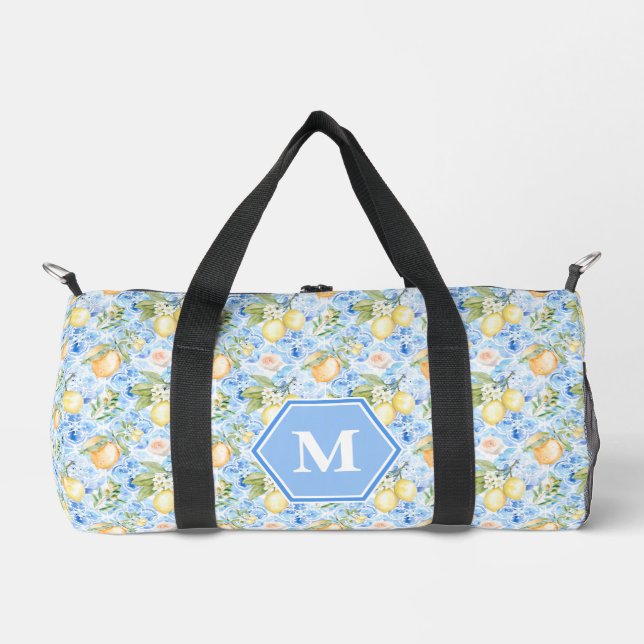 Sac De Sport Mediterranean Blue Tile Limoncello Monogram Name (Recto)