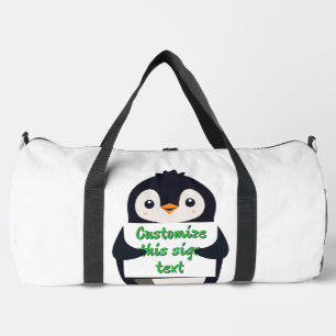 Sac De Sport Mignon pingouin tenant un panneau pour un texte pe