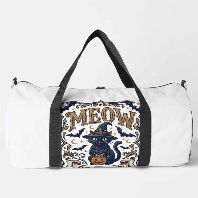 Sac De Sport Minou ou traiter Chat Halloween Chat effrayant Vin (Recto)