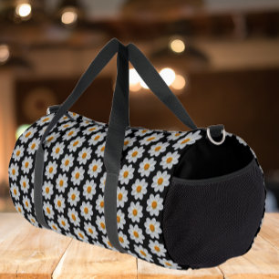 Sac De Sport Modèle floral dahlia blanc sur noir