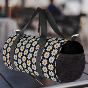 Sac De Sport Modèle floral dahlia blanc sur noir