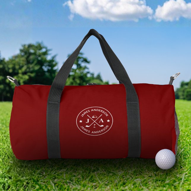 Sac De Sport Moderne Design Golfer Monogramme & Nom Personnalis (Créateur téléchargé)