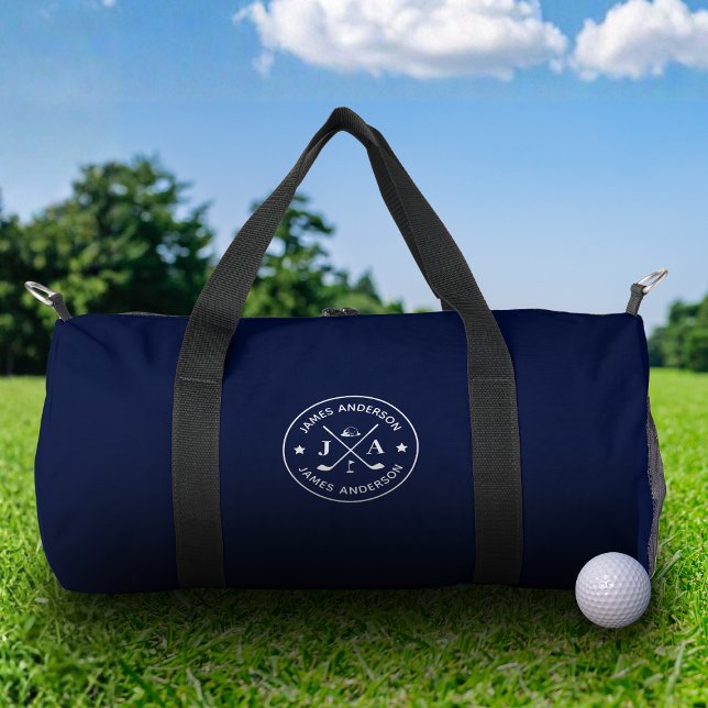 Sac De Sport Moderne Design Golfer Monogramme & Nom Personnalis (Créateur téléchargé)