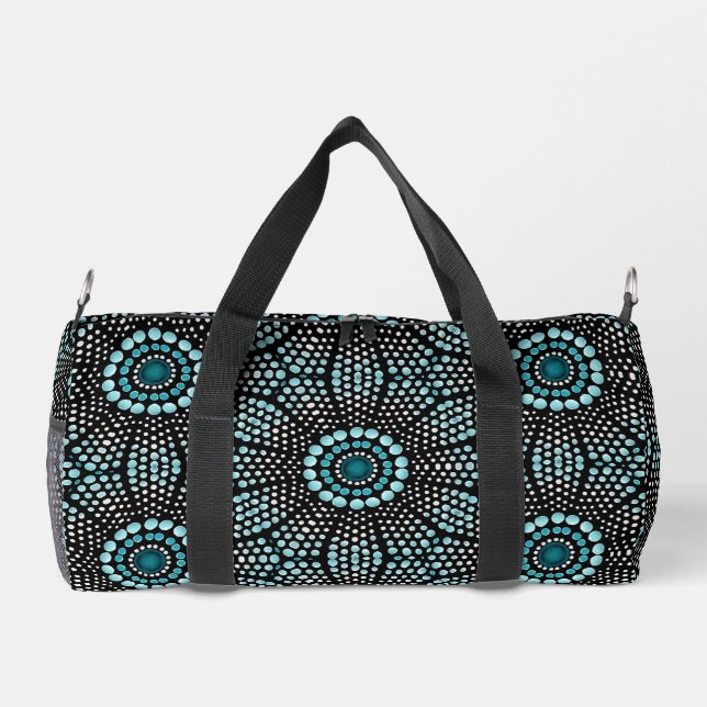 Sac De Sport Moderne et élégant Turquoise sur Black Popular Dot (Verso)