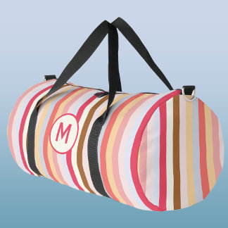 Sac De Sport Moderne Monogramme initial Pastel Candy Stripe