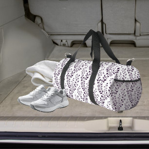 Sac De Sport Moderne motif floral bohème prune blanc