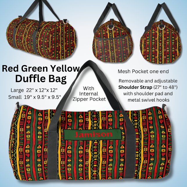 Sac De Sport Modifier le nom, rouge vert jaune noir rayé (Créateur téléchargé)