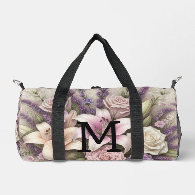 Sac De Sport Monogram lace floral purple roses lavender lilies  (Recto)
