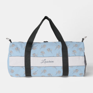 Sac De Sport Monogramme à motif floral d'hortensia bleu poudre