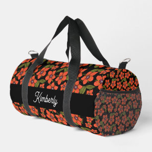 Sac De Sport Monogramme aquarelle fleurs rouges