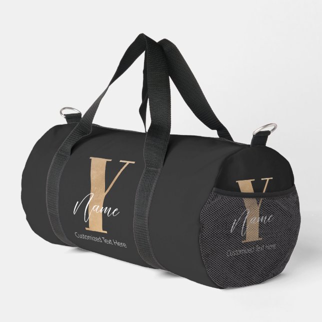 Sac De Sport Monogramme avec initiale Y et nom personnalisé (Coin droit)