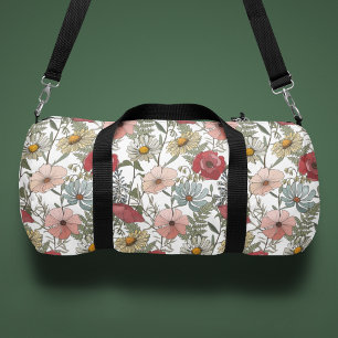 Sac De Sport Monogramme Boho Fleur sauvage Motif floral