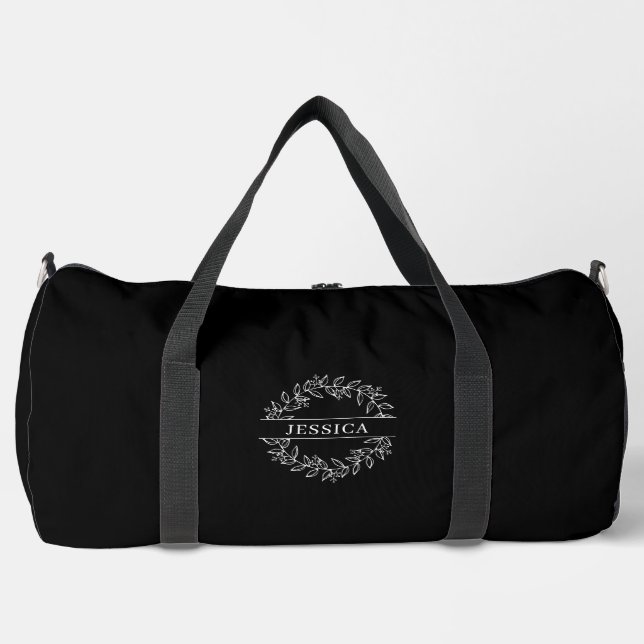 Sac De Sport Monogramme botanique élégant, noir  (Recto)