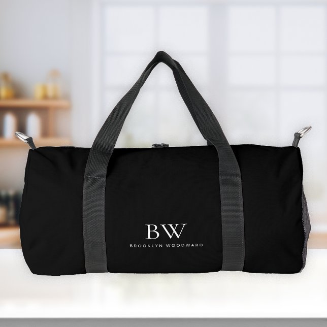 Sac De Sport Monogramme Classique Moderne Minimal Noir Blanc (Créateur téléchargé)