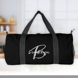 Sac De Sport Monogramme Classique Noir Blanc Gris Script
