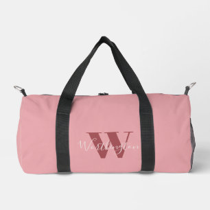 Sac De Sport Monogramme de fille et nom rose roux