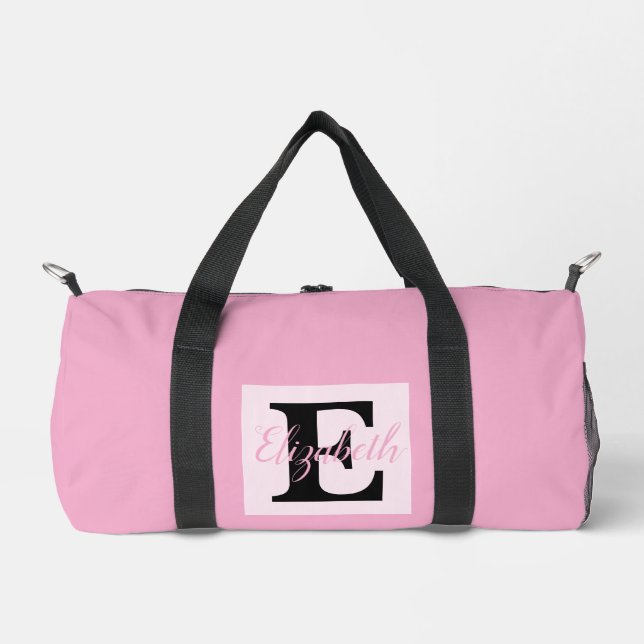 Sac De Sport Monogramme de fille et nom rose violet bagages (Recto)